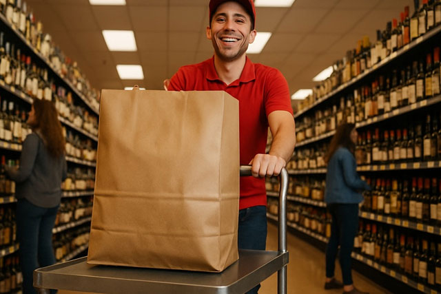 man buying more wine